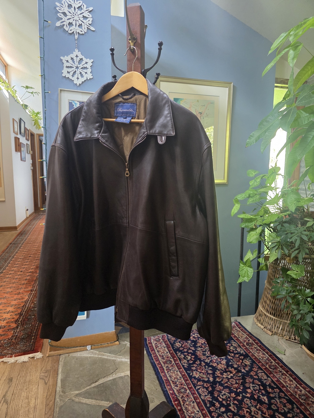 FRENCH VINTAGE FACONNABLE LAMB LEATHER JACKET XL - Picture 13 of 16